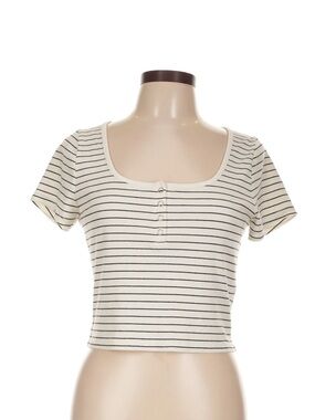 Madewell Women's Striped Scoop Neck Crop Top - Cream/Black